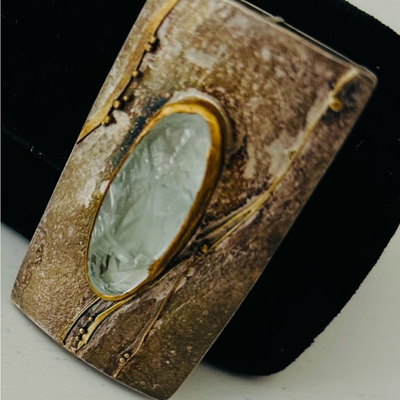 Sterling Silver and Gold Tone Coppery Gemstone Statement Piece - Picture 5 of 16